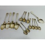 A collection of Georgian and later silver tea and coffee spoons.