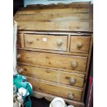 2'6" stripped pine bureau with three long three short drawers