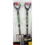 A new stainless steel digging spade and digging fork