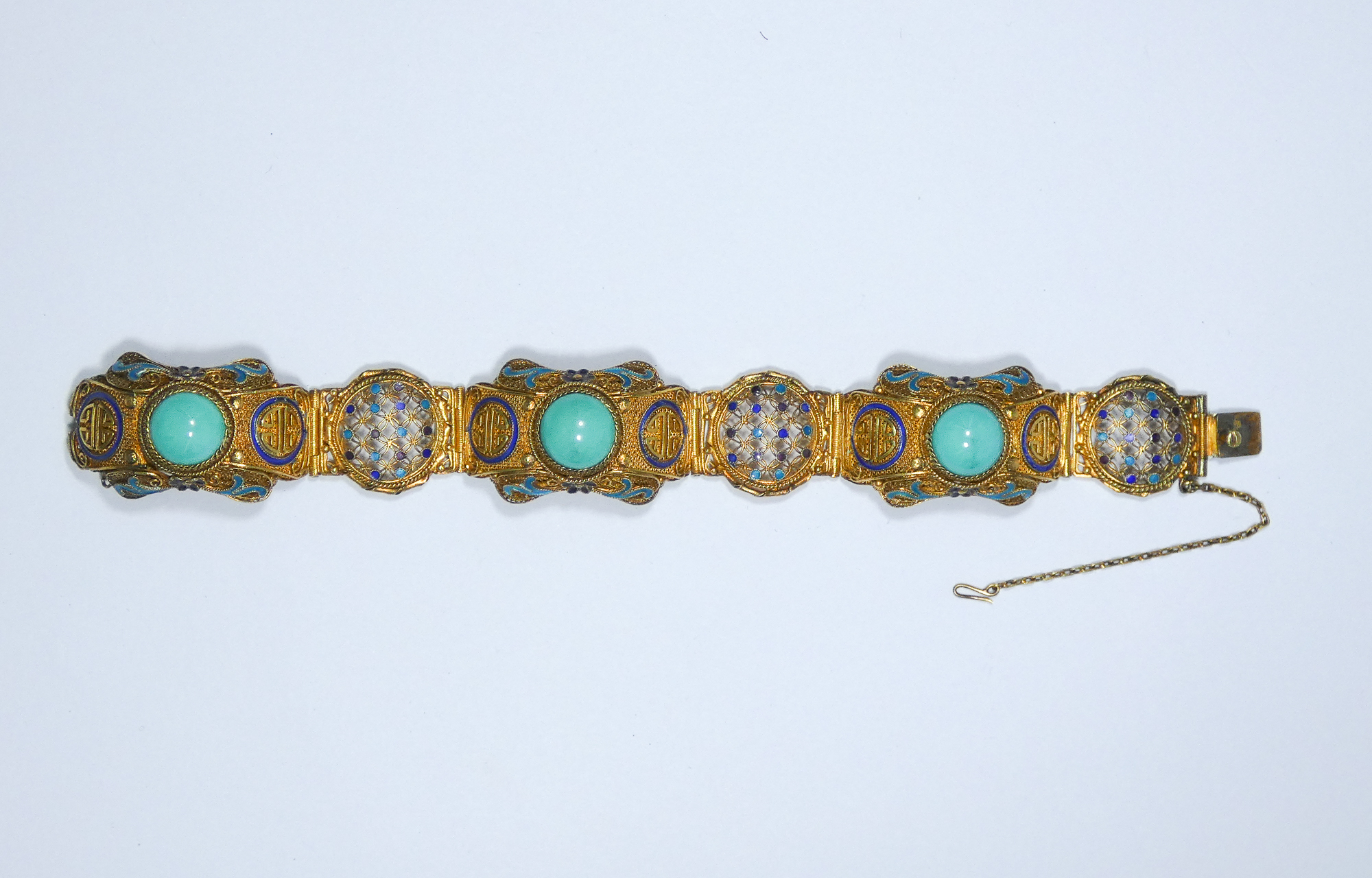 Chinese silver gilt bracelet, - Image 2 of 2