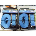 Two new heavy duty ratchet straps 50mm wide by 8 metres long