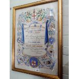 A Victorian hand painted presentation certificate Indian Famine Relief Fund presented to William