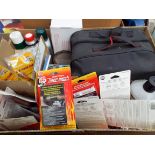 A large box of car care kits, exhaust pipe repair kits, exhaust pipe repair,