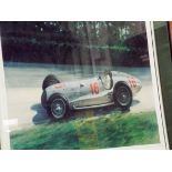 Signed limited edition print of a racing car entitled 'Shooting Star' and a modern oil painting of
