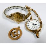 A ladies vintage 9ct yellow gold Limit wrist watch and an Accurist 9ct gold cased wrist watch both