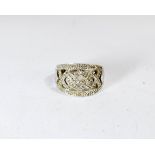 A 9ct white gold diamond set trellis ladies dress ring,