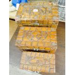 A set of three oriental hardwood trinket boxes,