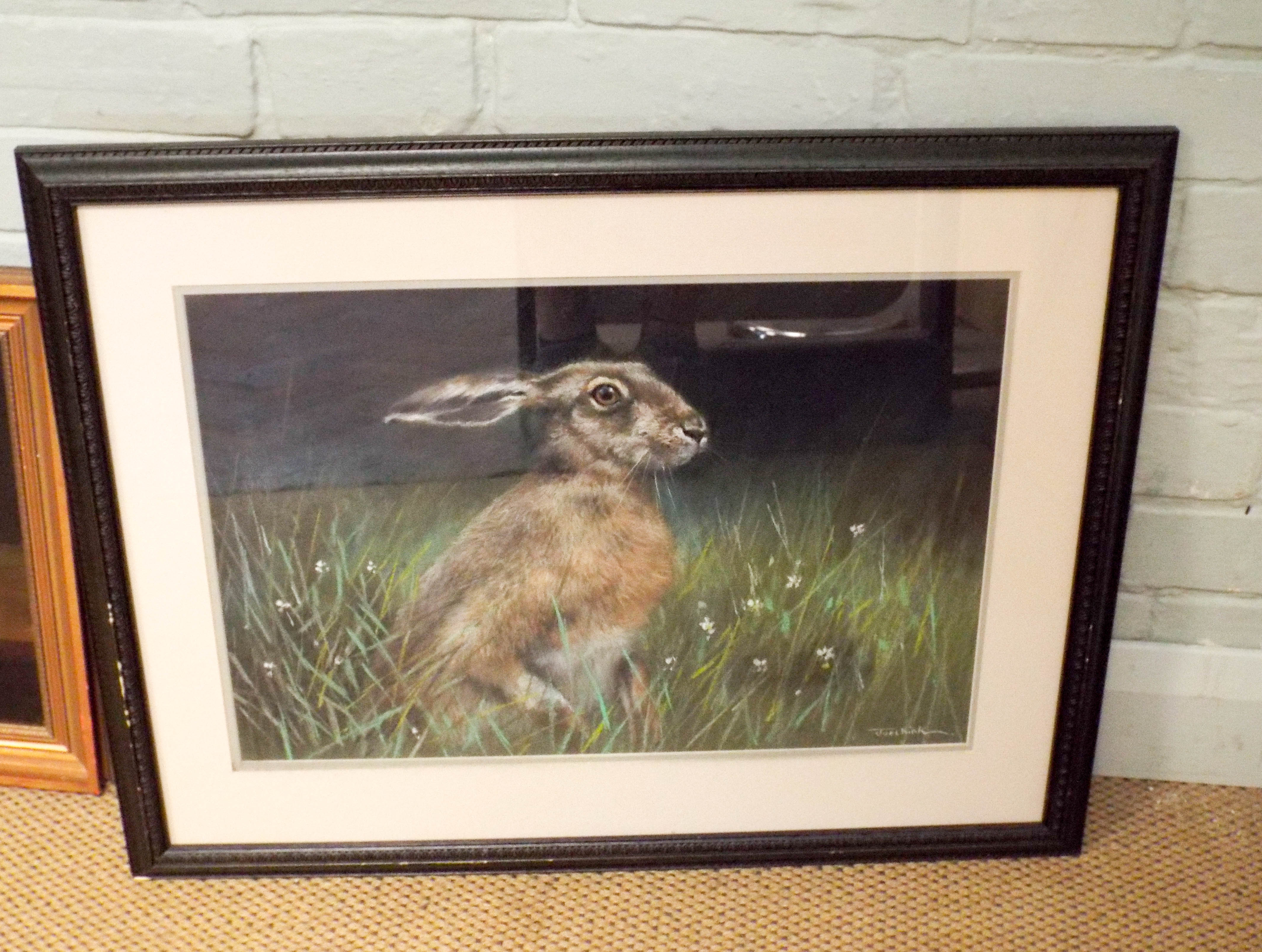 Joel Kirk original pastel depicting a hare,