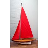 Large model pond yacht - meteor class with sails, 50" long,