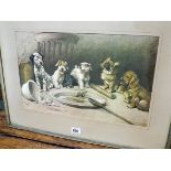 Cecil Aldin framed print of dogs - "What became of the plum pudding?",