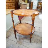 A small burr yew two tier trolley