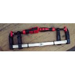 Three new carpenters F clamps Deaton Length is 14” approximately