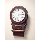 Victorian mahogany drop dial wall clock with striking movement