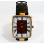 Dunhill gentlemen's wrist watch in silver vermeil rectangular case with Roman numerals,