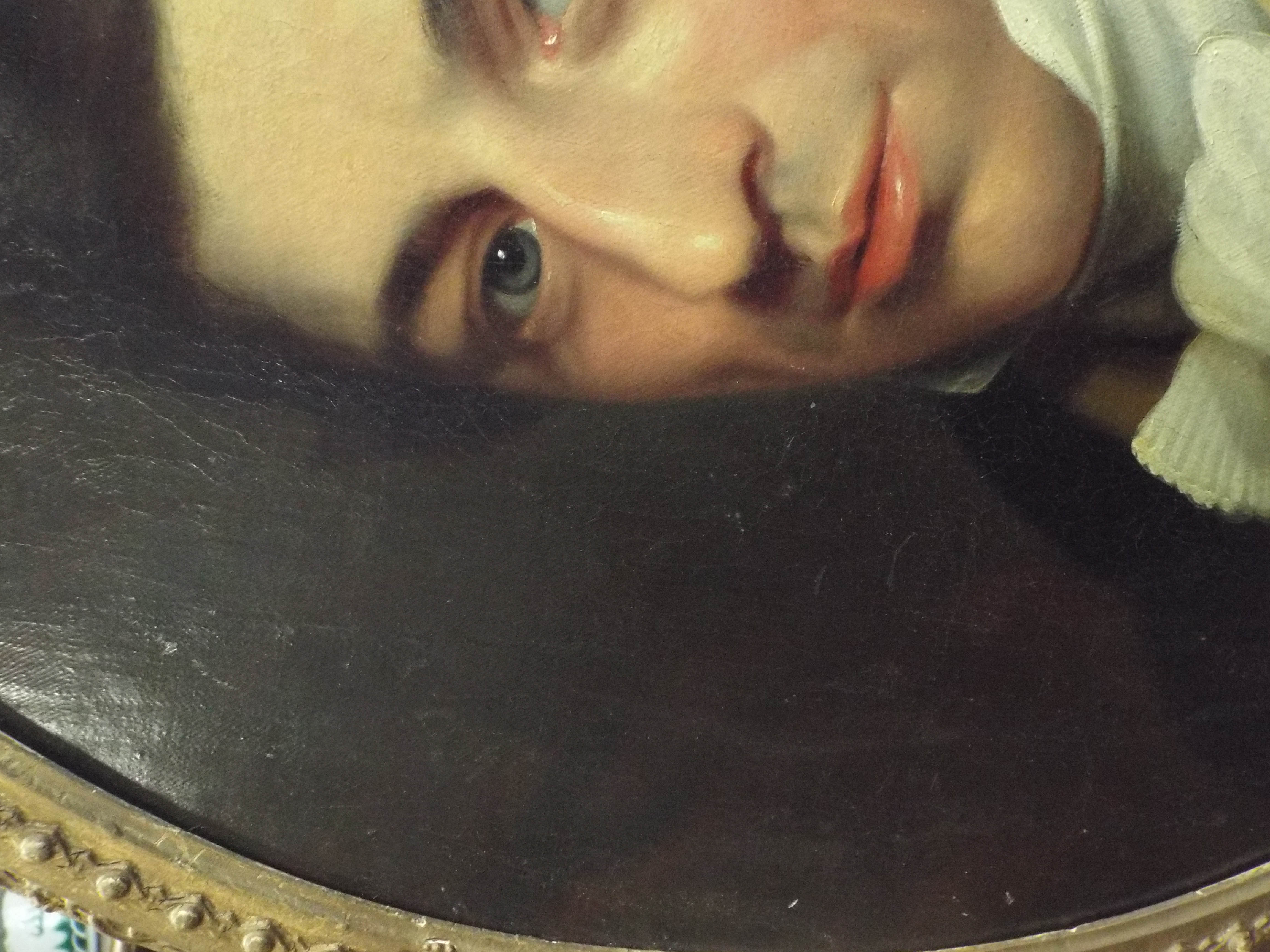 An early 19th Century oil on canvas portrait of a Regency gentleman in an oval gilt frame - Image 6 of 8