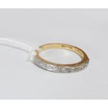 18ct yellow gold half hoop diamond eternity ring, hallmarked, ring size N 2.