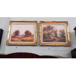 A pair of contemporary oil on canvas landscape paintings in gilt framed signed Ritter
