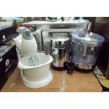 A Kenwood food mixer in chrome finish and a smaller mixer