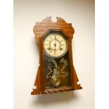 An American shelf clock in oak case with striking movement