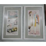 A pair of Art Deco signed Limited Edition prints of figures by the sea shore signed Milley
