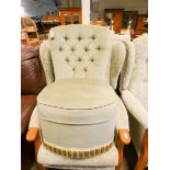 A green buttoned Dralon upholstered bedroom chair