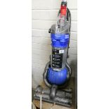 A blue and silver Dyson ball upright vacuum cleaner