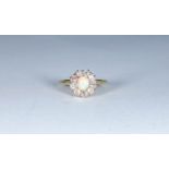 Victorian opal and diamond cluster ring on an 18ct gold shank, unmarked,