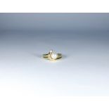 14ct yellow gold cultured pearl and diamond dress ring,
