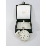 Late Victorian silver cased Waltham open faced pocket watch.