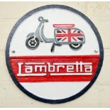 A cast iron wall hanging Lambretta plaque