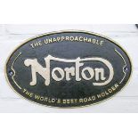 A Norton Motorcycle cast iron plaque