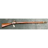 An early 19th century military style musket complete with its ramrod, overall length 58",