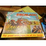 A Subbuteo table football game and an Escalado horse racing game