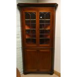 A good quality Georgian double door glazed corner cabinet on a cupboard base approx 3'6 wide