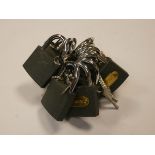 Ten 50mm iron padlocks