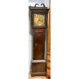 A 19th Century country style grandfather clock in oak case with 30 hour movement and square brass