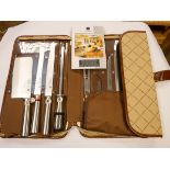 A nine piece knife set in carrying case