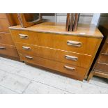 A low GPlan teak chest of three long drawers 32" wide