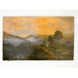 A Victorian oil on canvas painting of 'The Welsh Mountain from the Old Conway Road Evening'