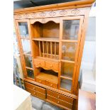 A pine glazed kitchen dresser with plate rack,