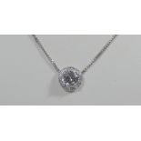 Quality diamond solitaire pendant, set with a circular diamond weight approximately 1 carat,