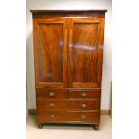 Georgian mahogany linen press fitted two doors with interior sliding trays and two long and two