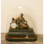 Napoleon III French striking mantle clock with gilt bronze effect figure mount on black marble base