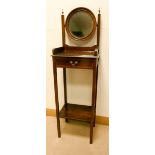 Edwardian inlaid mahogany two tier dressing table or shaving stand,