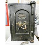A small Victorian safe by S F Turner of Dudley 20" high 13" square with one key for main door and