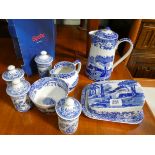 A Spode Italian patterned cheese dish, milk jug,