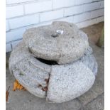 A circular granite two tier garden feature