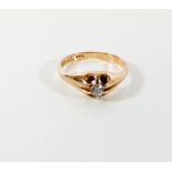 14 k rose gold single diamond set signet ring,