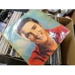 A large box of vinyl LP records with some 60's/70's and 80's pop including Elvis, Crystal Gayle ,