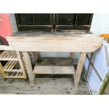 A pine two tier carpenters workbench 45" wide